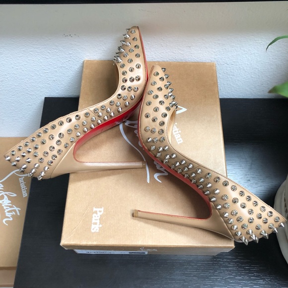 Christian Louboutin NUDE ORIGINAL PRE-2013 PIGALLE SPIKES 120 PUMPS Heels - Picture 8 of 11